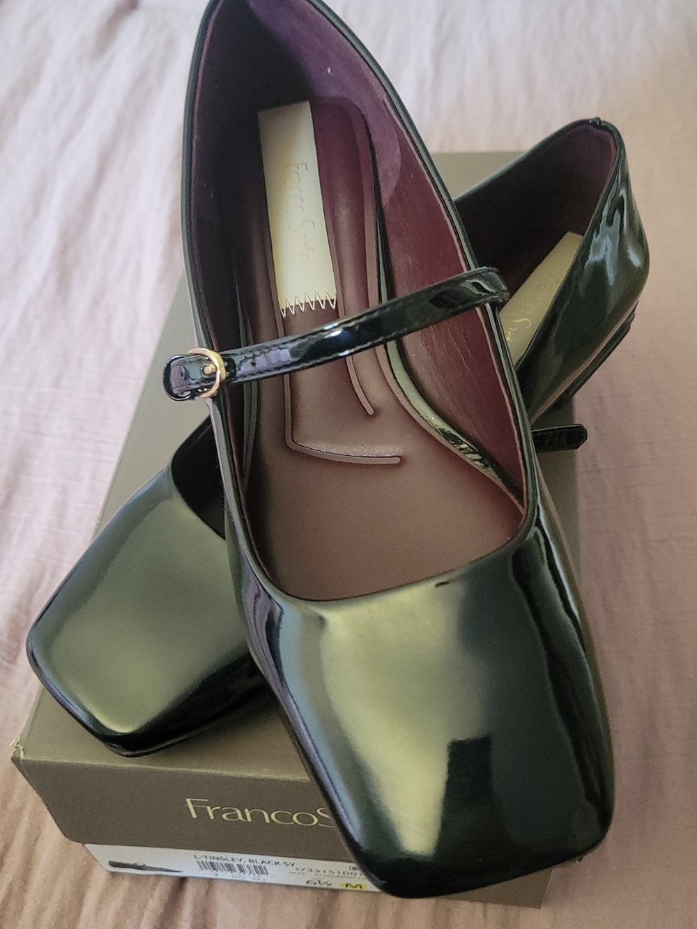 Franco Sarto Black Patent Mary Jane Flats
